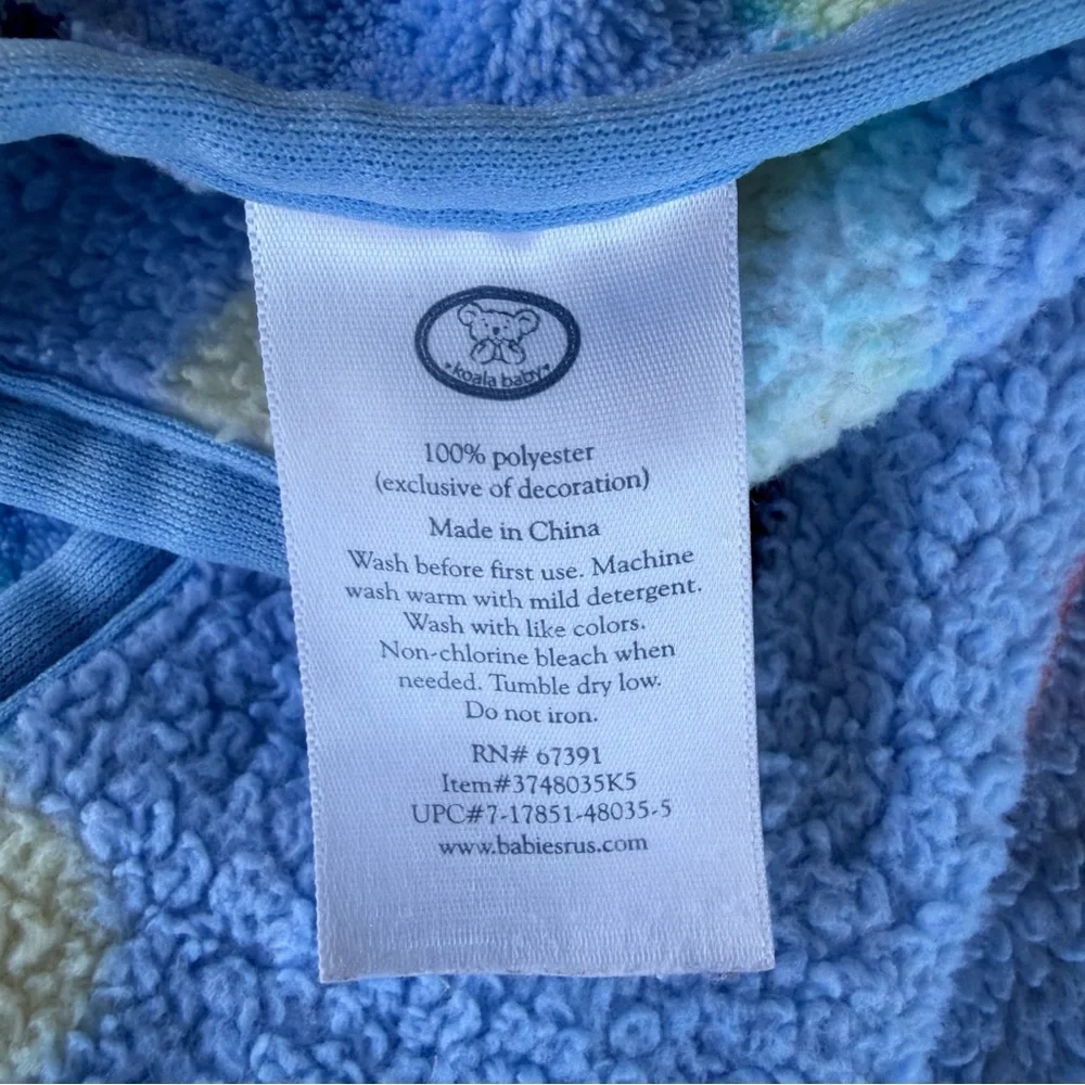 Y2K Koala Baby Plush Fleece Car Blanket Babies R US Blue Red Yellow 29x40 GUC